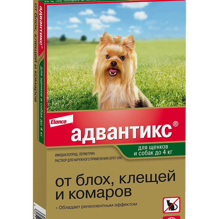 Адвантикс д/собак до 4 кг, 4 пип х 0,4 мл — точная фасовка, точная упаковка